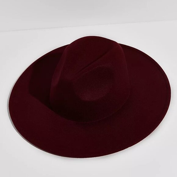 Free People Felt Hat in Merlot with Silver Tone Bling Pin Detail OS NWT - Picture 8 of 11